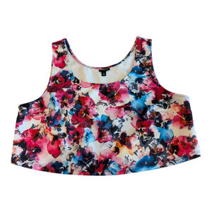 Torrid Bold Abstract Floral Crop Top Sports Bra Size Torrid 2 Stretch